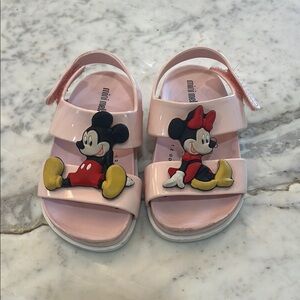 Mini Melissa Pink Kids Sandals with Mickey and Minnie